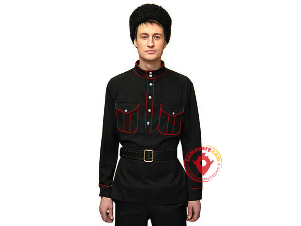 Гимнастерка из полушерсти, черная с красным кантом